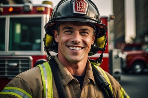 very handsome male firefighter in uniform smiling seductively erosscia is pleasure reimagined