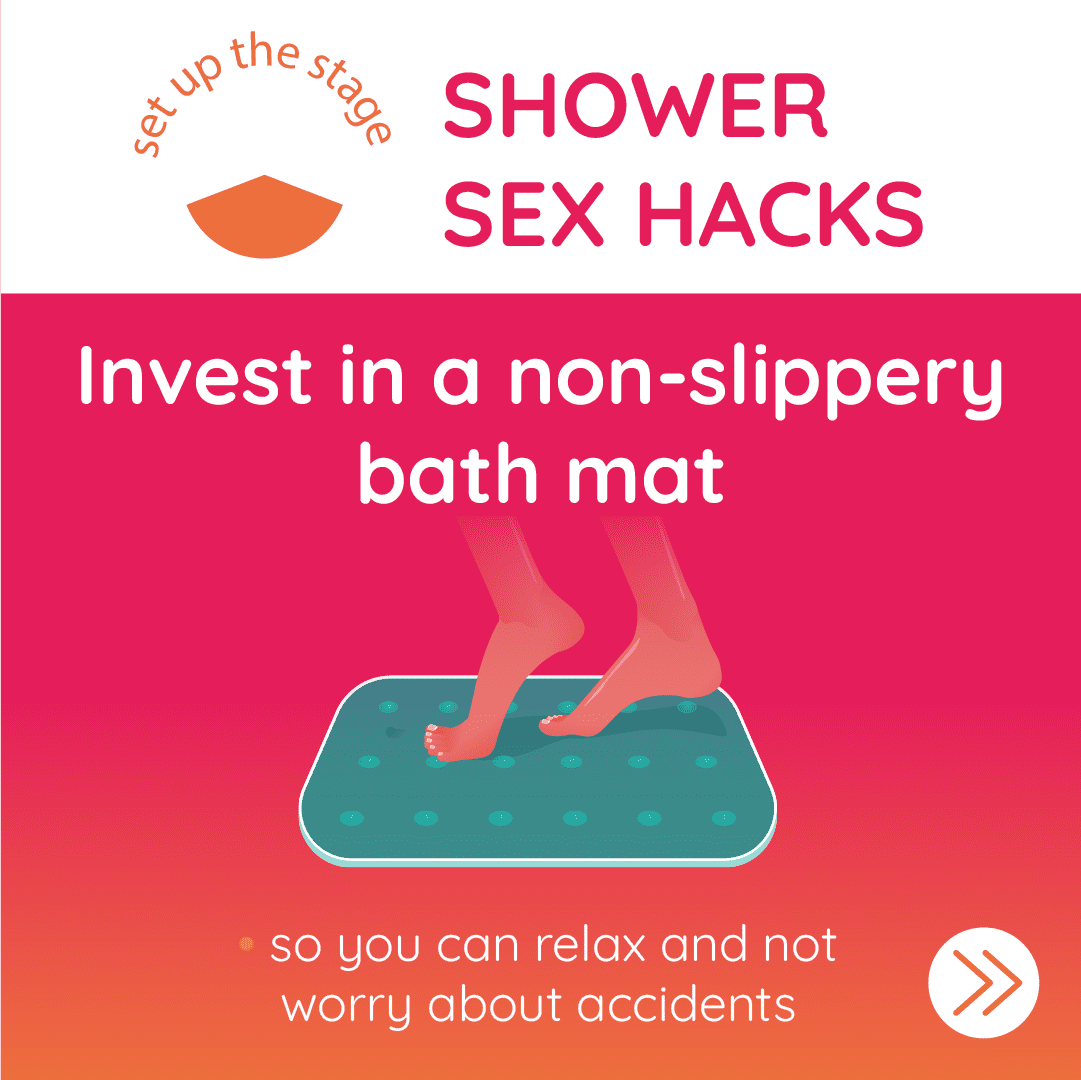 Recomendación de truco sexual en la ducha para tener una alfombra de baño antideslizante lista para el sexo en la ducha, puede leer el artículo completo haciendo clic en el enlace http://www.erosscia.com/how-to-have-shower-sex/
