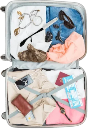 Erosscia Okamei in a packed suitcase ready for travel because it is one of the best sex toys to travel with and one of the easiest vibrators to put in checked luggage read entire article https://bit.ly/3oF4OQs