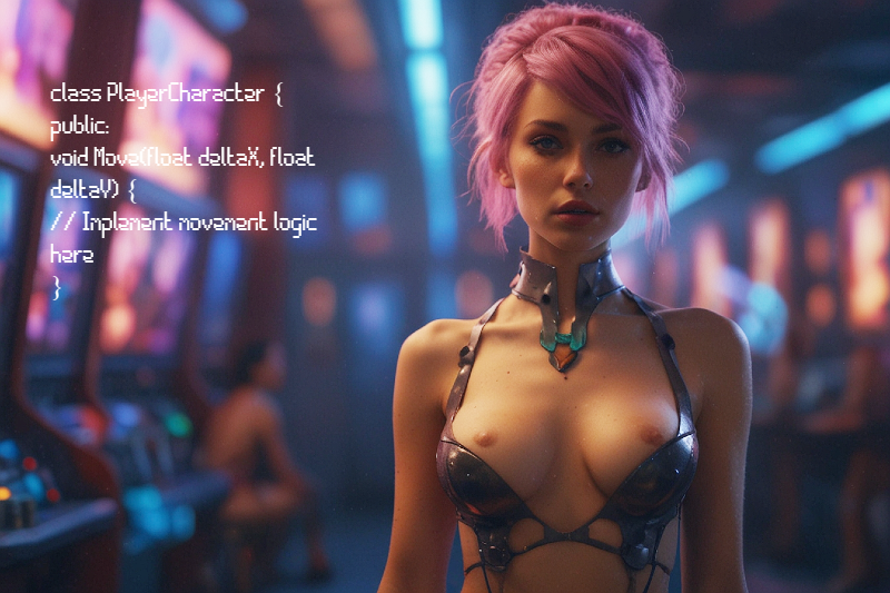 naked sexy video character with pink hair erosscia is pleasure reimagined
